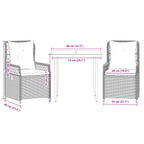 3-tlg. Garten-Essgruppe mit Kissen Braun Poly Rattan