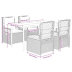5-tlg. Garten-Essgruppe mit Kissen Beige Poly Rattan