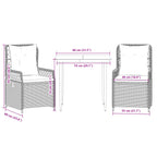 3-tlg. Garten-Essgruppe mit Kissen Beige Poly Rattan