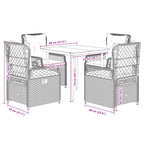 5-tlg. Garten-Essgruppe mit Kissen Beige Poly Rattan