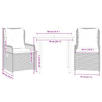 3-tlg. Garten-Essgruppe mit Kissen Beige Poly Rattan