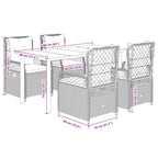 5-tlg. Garten-Essgruppe mit Kissen Beige Poly Rattan