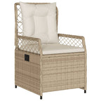 7-tlg. Garten-Essgruppe mit Kissen Beige Poly Rattan