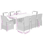 9-tlg. Garten-Essgruppe mit Kissen Beige Poly Rattan