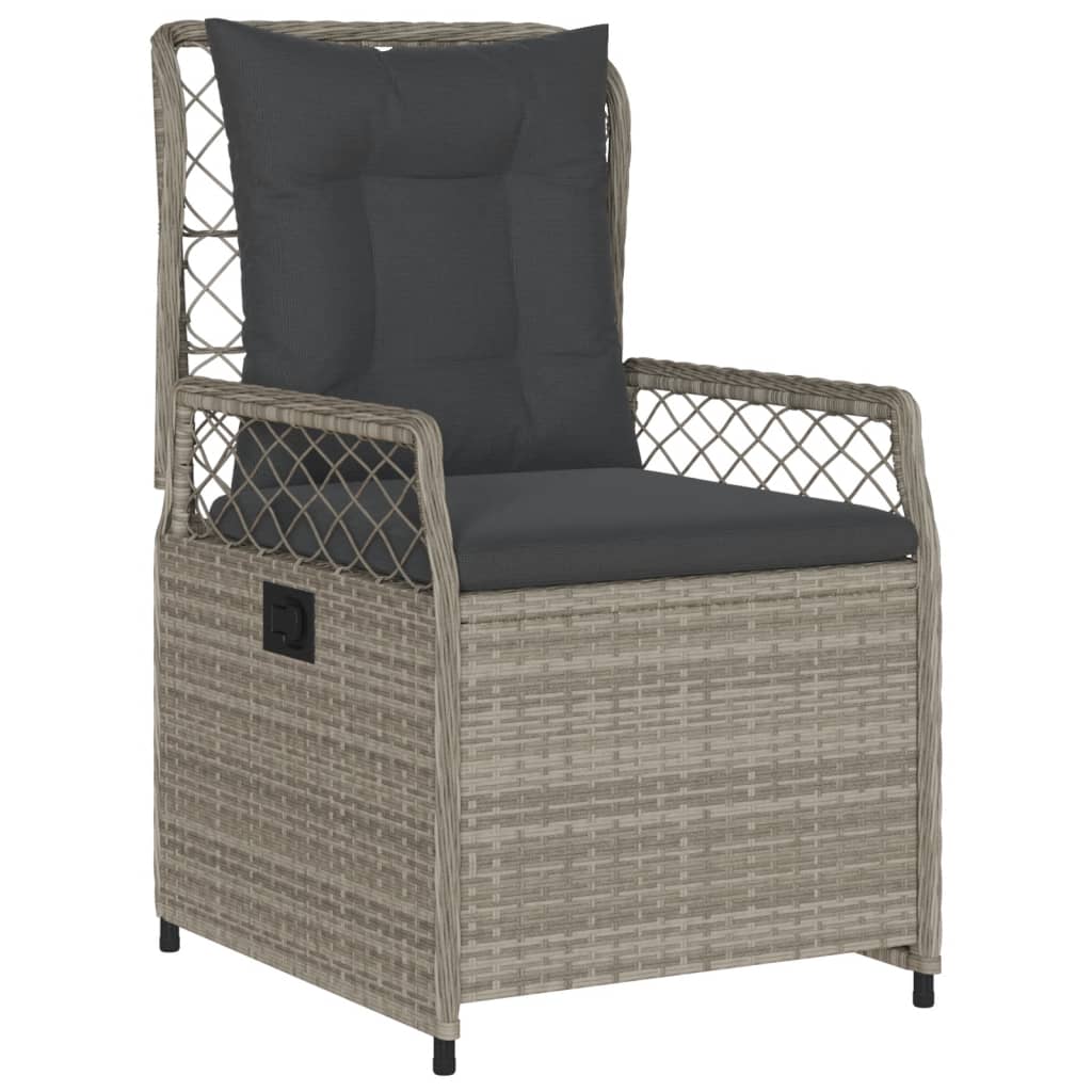 5-tlg. Garten-Essgruppe mit Kissen Hellgrau Poly Rattan