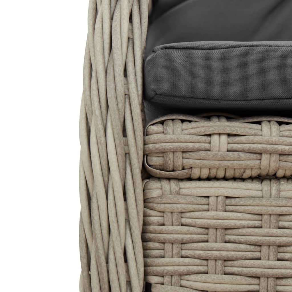 5-tlg. Garten-Essgruppe mit Kissen Hellgrau Poly Rattan