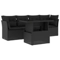 5-tlg. Garten-Sofagarnitur mit Kissen Schwarz Poly Rattan