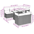 8-teiliges Gartensofa-Set mit Kissen, grau, Polyrattan