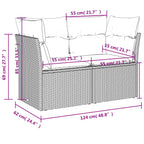 5-tlg. Garten-Sofagarnitur mit Kissen Grau Poly Rattan
