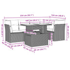 6-teiliges Gartensofa-Set mit Kissen, braun, Polyrattan