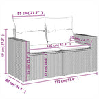 5-teiliges Gartensofa-Set mit Kissen, braun, Polyrattan