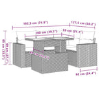 5-tlg. Garten-Sofagarnitur mit Kissen Hellgrau Poly Rattan
