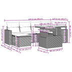 7-teiliges Gartensofa-Set mit Kissen, braun, Polyrattan