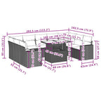 10-teiliges Gartensofa-Set mit Kissen, braun, Polyrattan