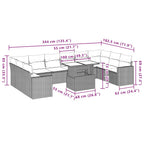 11-teiliges Gartensofa-Set mit Kissen, braun, Polyrattan