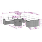 11-teiliges Gartensofa-Set mit Kissen, grau, Polyrattan