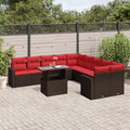 11-teiliges Gartensofa-Set mit Kissen, braun, Polyrattan