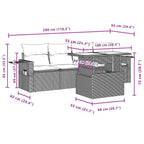 5-teiliges Gartensofa-Set mit Kissen, grau, Polyrattan