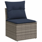 5-teiliges Gartensofa-Set mit Kissen, grau, Polyrattan