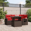 5-teiliges Gartensofa-Set mit Kissen, braun, Polyrattan