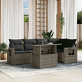 6-tlg. Garten-Sofagarnitur mit Kissen Grau Poly Rattan