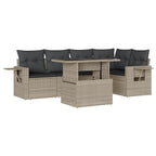 6-tlg. Garten-Sofagarnitur mit Kissen Hellgrau Poly Rattan