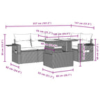 6-teiliges Gartensofa-Set mit Kissen, braun, Polyrattan