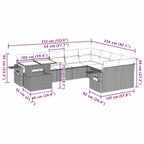 10-tlg. Garten-Sofagarnitur mit Kissen Schwarz Poly Rattan