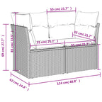 7-tlg. Garten-Sofagarnitur mit Kissen Grau Poly Rattan