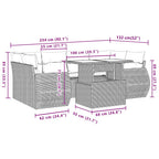 7-teiliges Gartensofa-Set mit Kissen, braun, Polyrattan