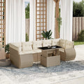 8-tlg. Garten-Sofagarnitur mit Kissen Beige Poly Rattan