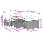 9-tlg. Garten-Sofagarnitur mit Kissen Braun Poly Rattan