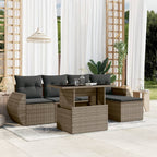 6-tlg. Garten-Sofagarnitur mit Kissen Grau Poly Rattan
