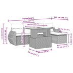 6-teiliges Gartensofa-Set mit Kissen, grau, Polyrattan
