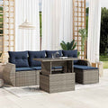 6-teiliges Gartensofa-Set mit Kissen, grau, Polyrattan
