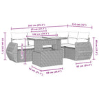 6-teiliges Gartensofa-Set mit Kissen, grau, Polyrattan
