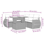 6-teiliges Gartensofa-Set mit Kissen, braun, Polyrattan