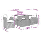 6-teiliges Gartensofa-Set mit Kissen, grau, Polyrattan
