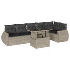 7-tlg. Garten-Sofagarnitur mit Kissen Hellgrau Poly Rattan