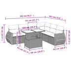 7-teiliges Gartensofa-Set mit Kissen, braun, Polyrattan