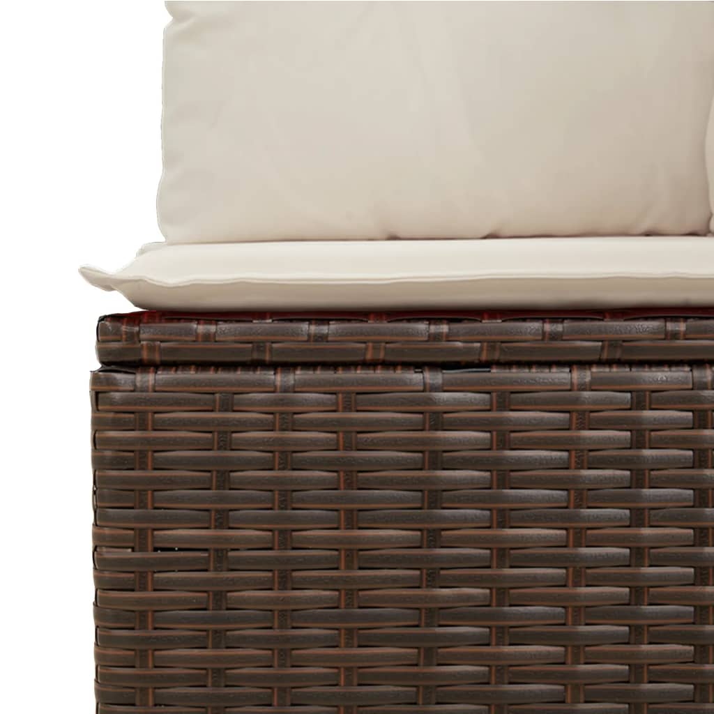 7-tlg. Garten-Sofagarnitur mit Kissen Braun Poly Rattan