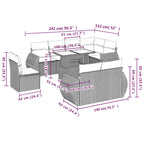 9-teiliges Gartensofa-Set mit Kissen, braun, Polyrattan