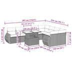 10-teiliges Gartensofa-Set mit Kissen, braun, Polyrattan