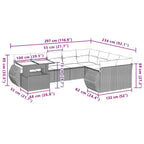 10-teiliges Gartensofa-Set mit Kissen, braun, Polyrattan