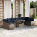 11-teiliges Gartensofa-Set mit Kissen, grau, Polyrattan
