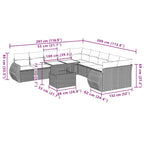 11-teiliges Gartensofa-Set mit Kissen, braun, Polyrattan