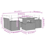 7-tlg. Garten-Sofagarnitur mit Kissen Grau Poly Rattan