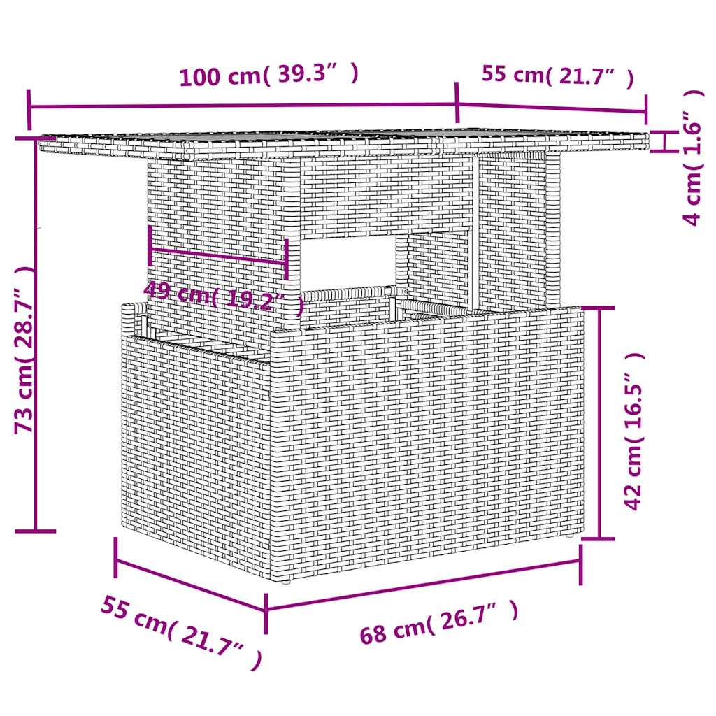 9-teiliges Gartensofa-Set mit Kissen, grau, Polyrattan