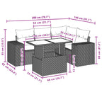 5-tlg. Garten-Sofagarnitur mit Kissen Braun Poly Rattan