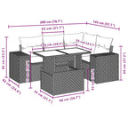 5-teiliges Gartensofa-Set mit Kissen, braun, Polyrattan